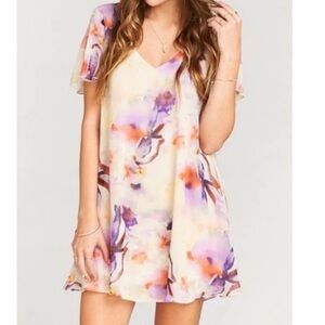 show me your Mumu Kylie Mini Dress in Abers Babers Floral Print Chiffon XL